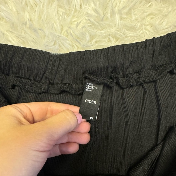 Cider Wide Leg Pants Black Ribbed Pants Summer Pants Black Wide Leg Pants - Picture 5 of 6